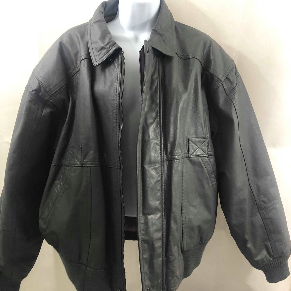 Hill and Archer Leather Bomber Jacket sz 42 Taupe